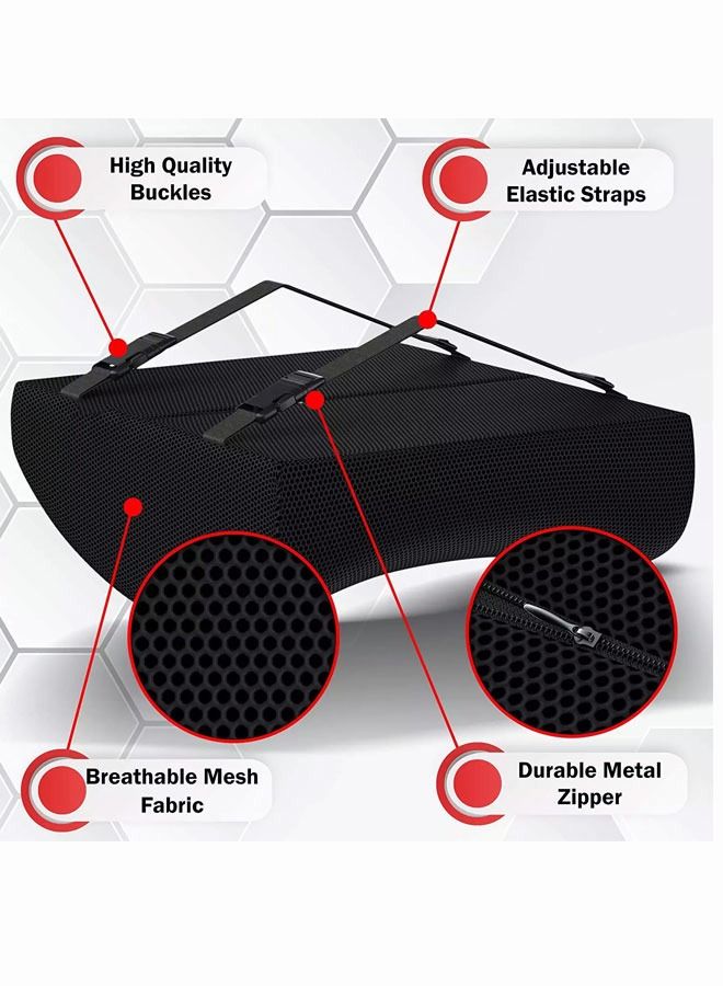Seat Cushion and Lumbar Support Pillow for Office Chair-Gel Infused Orthopedic Car Seat Cushion Memory Foam Back Support Cushion for Lower Back Pain Tailbone  Sciatica Pain Relief Black  - Image 4