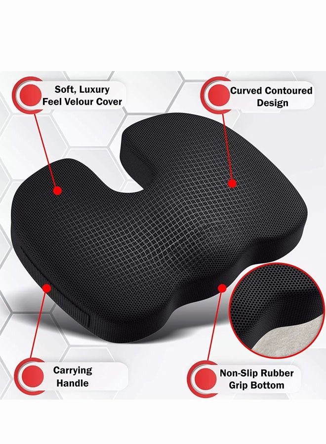 Seat Cushion and Lumbar Support Pillow for Office Chair-Gel Infused Orthopedic Car Seat Cushion Memory Foam Back Support Cushion for Lower Back Pain Tailbone  Sciatica Pain Relief Black  - Image 5