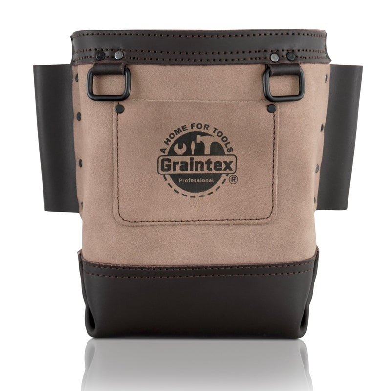 Graintex Nut Bolt Bag Beige Color Premium Quality Suede Leather Tool Bag Tool Belt for Ironworker Tools Bull Pin Loops Ideal for HeavyDuty Use Bolt Bags for Construction Professionals SB2204 - Image 2