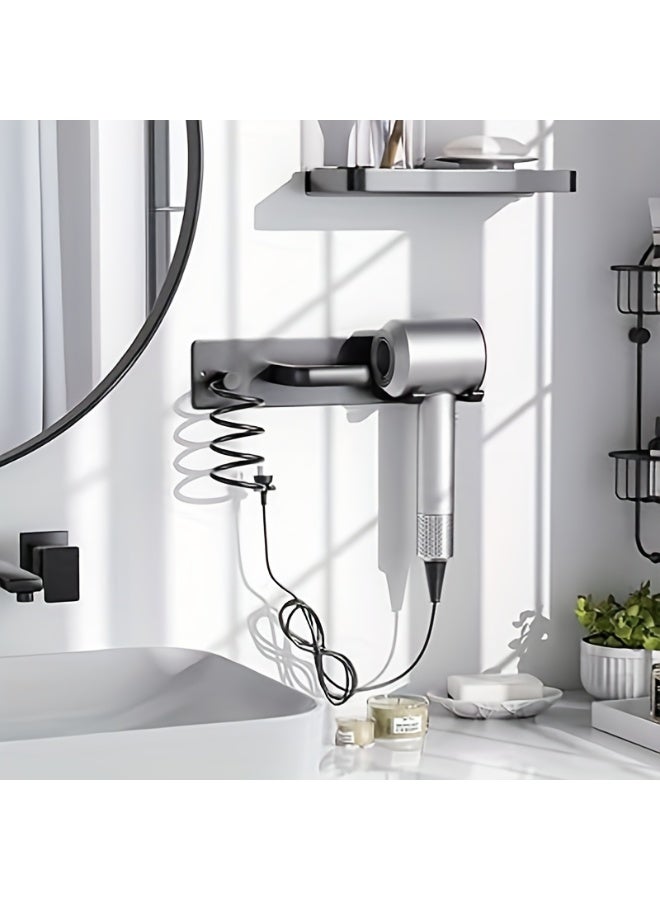HOMESTAR Wall-Mounted Hair Dryer Holder, Dual-Purpose (Drill/No-Drill) Bathroom Organizer for Curling Irons, Straighteners, Flat Irons, and Hair Dryers - Image 2