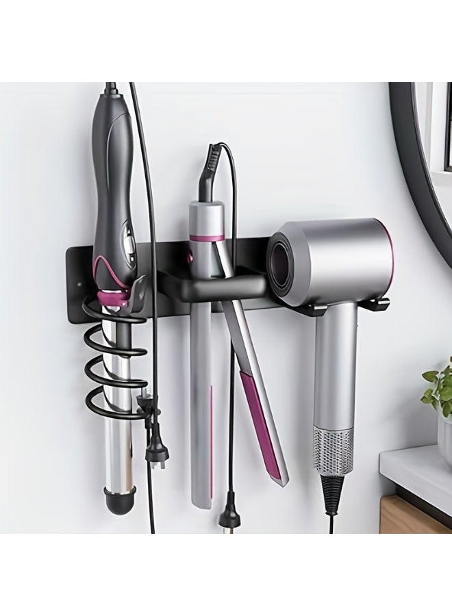 HOMESTAR Wall-Mounted Hair Dryer Holder, Dual-Purpose (Drill/No-Drill) Bathroom Organizer for Curling Irons, Straighteners, Flat Irons, and Hair Dryers - Image 1