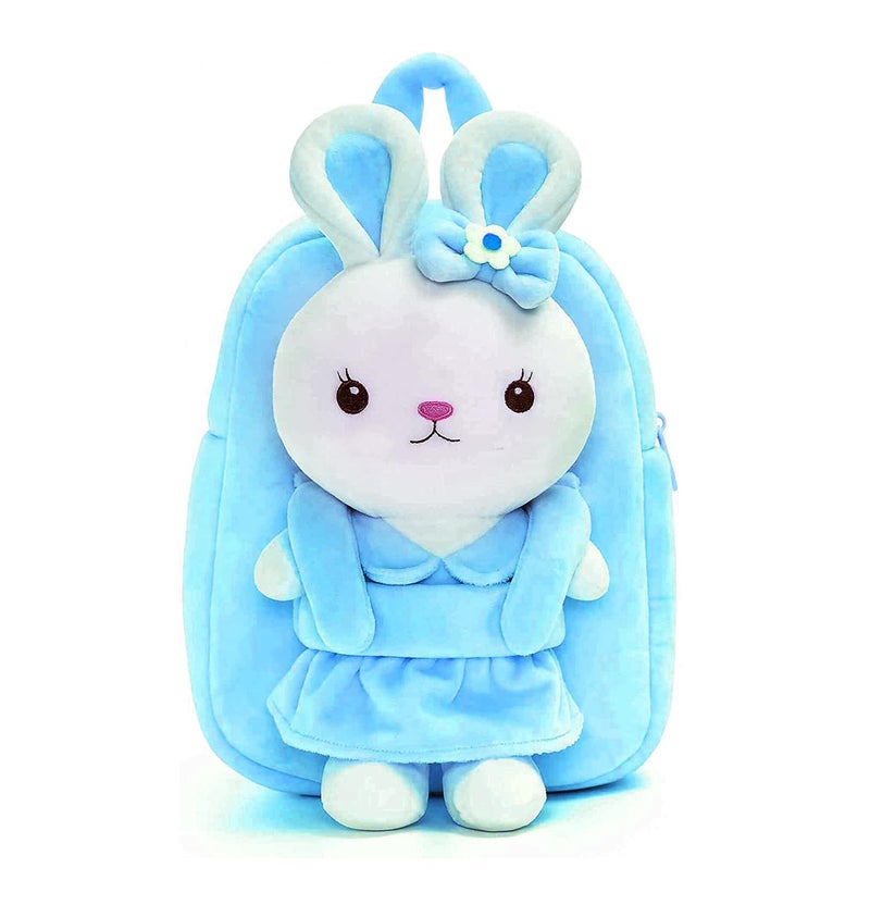 Frantic Kids Soft Animal Cartoon Travelling School Bag Soft Plush 1 Compartment Backpacks Boys Girls Baby for 2 to 5 Years Baby/Boys/Girls Nursery, Preschool, Picnic (FullBodySkyRabbit), Blue - Image 2