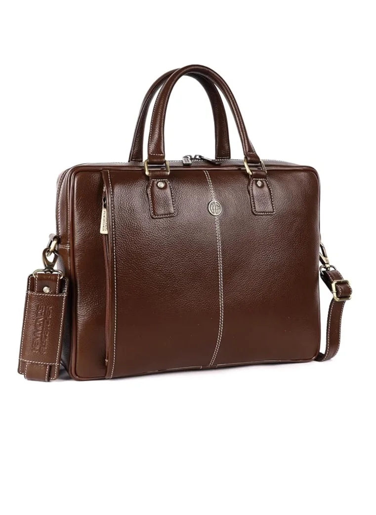 HAMMONDS FLYCATCHER Leather Office Bag for Men, Laptop Bag for Men, Leather Bag for men for 15.6 Inch Laptop, Adjustable Strap, Multi Compartments, Trolley Strap | LB204_MH | 2M25