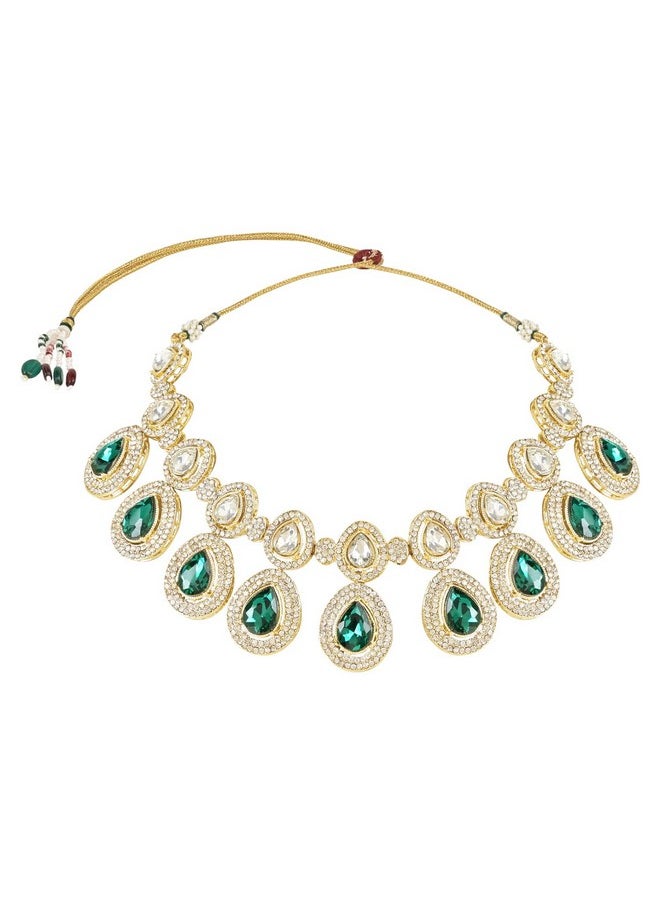 I Jewels - I Jewels 18K Gold Plated Traditional Kundan & Stone Studded Choker Necklace Jewellery With Earrings Set for Women/Girls (IJ371G) - Image 1