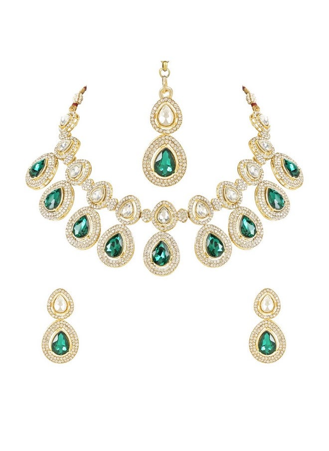 I Jewels - I Jewels 18K Gold Plated Traditional Kundan & Stone Studded Choker Necklace Jewellery With Earrings Set for Women/Girls (IJ371G) - Image 1