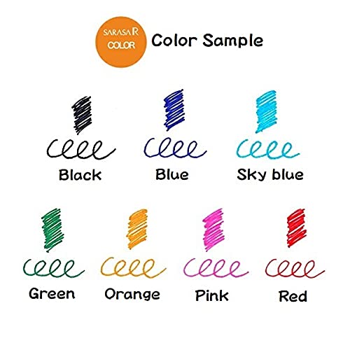Sarasa Zebra Sarasa R 0.4mm 7 Colors Retractable Gel Pens, Rubber Grip, Made in Japan,Black, Blue, Sky blue, Green, Orange, Pink, Red - Image 4
