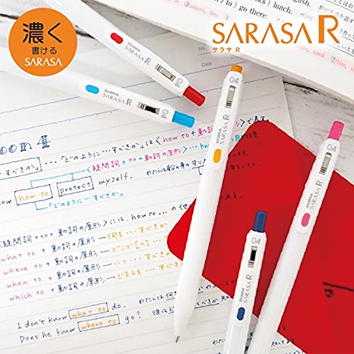 Sarasa Zebra Sarasa R 0.4mm 7 Colors Retractable Gel Pens, Rubber Grip, Made in Japan,Black, Blue, Sky blue, Green, Orange, Pink, Red - Image 3