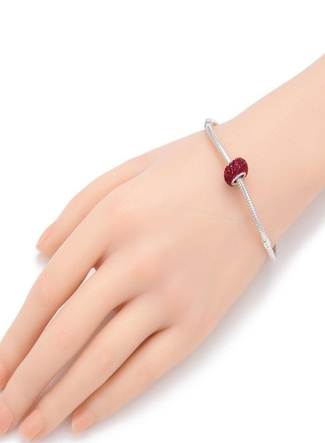 Adabele 2pcs Real 925 Sterling Silver Hypoallergenic January Red Birthstone Large Hole Bead Charm Austrian Crystal fit All Charm Bracelets Necklace Women Gift EC684-1 - Image 3