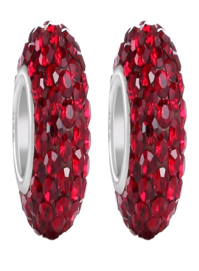 Adabele 2pcs Real 925 Sterling Silver Hypoallergenic January Red Birthstone Large Hole Bead Charm Austrian Crystal fit All Charm Bracelets Necklace Women Gift EC684-1 - Image 1