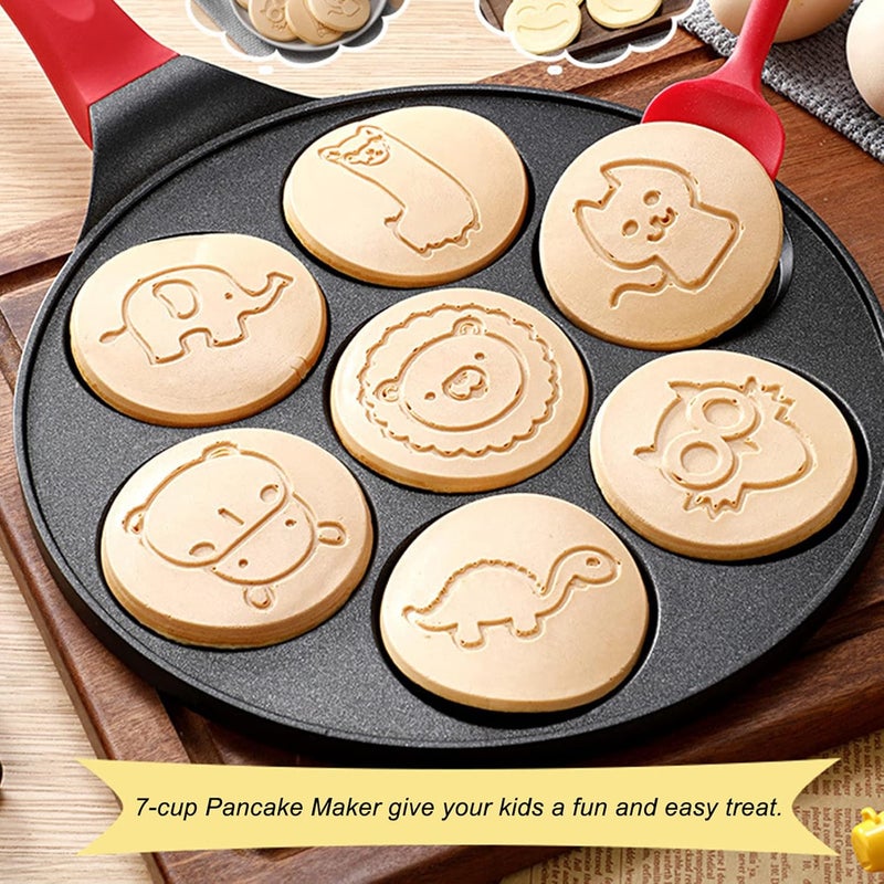 Eacam Pancake Maker Pan - Griddle Pancake Pan Molds for Kids Nonstick Pancake Griddle Pan with 7 Animal Shapes - Image 4