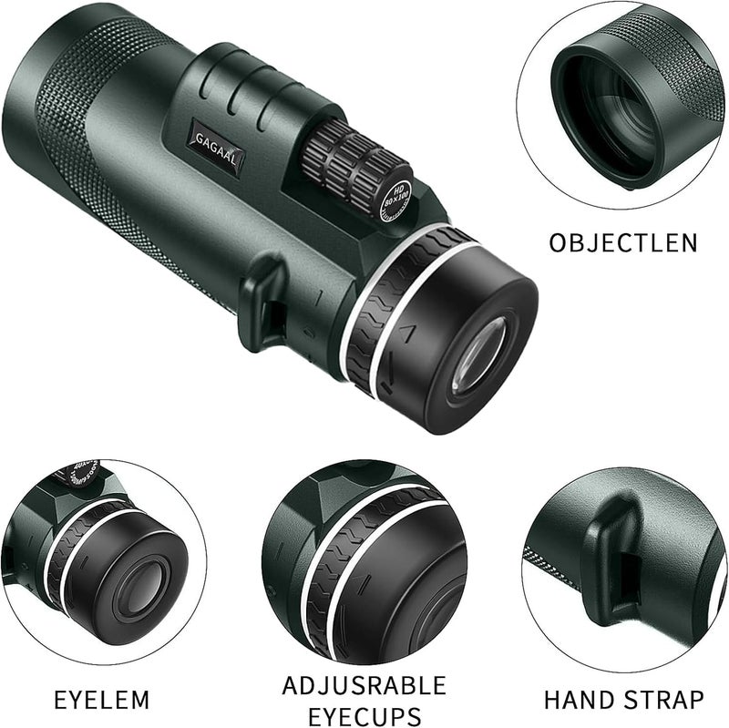 GAGAAL 40x60 Monocular-Telescope BAK4 High for Smartphone HD Monocular Adapter Hunting Wildlife Bird Watching Travel Camping Hiking - Image 3