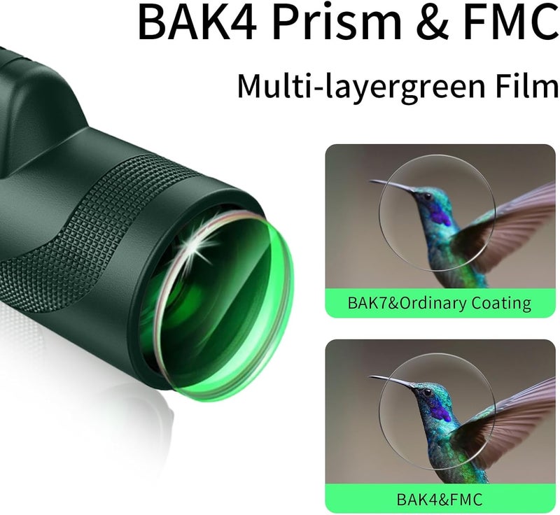 GAGAAL 40x60 Monocular-Telescope BAK4 High for Smartphone HD Monocular Adapter Hunting Wildlife Bird Watching Travel Camping Hiking - Image 4