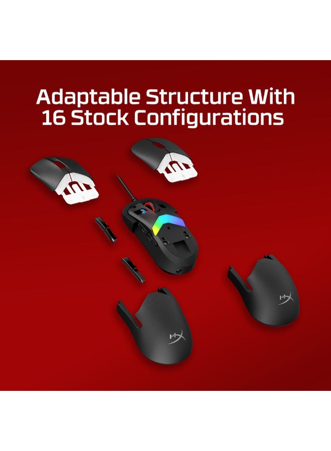HyperX Pulsefire Saga Gaming Mouse, Modular Design with Interchangeable Parts, 69g Lightweight, 8kHz Polling Rate, Optical Switches, Up to 26,000 DPI, Custom RGB Lighting, Black | A2PB3AA - Image 3