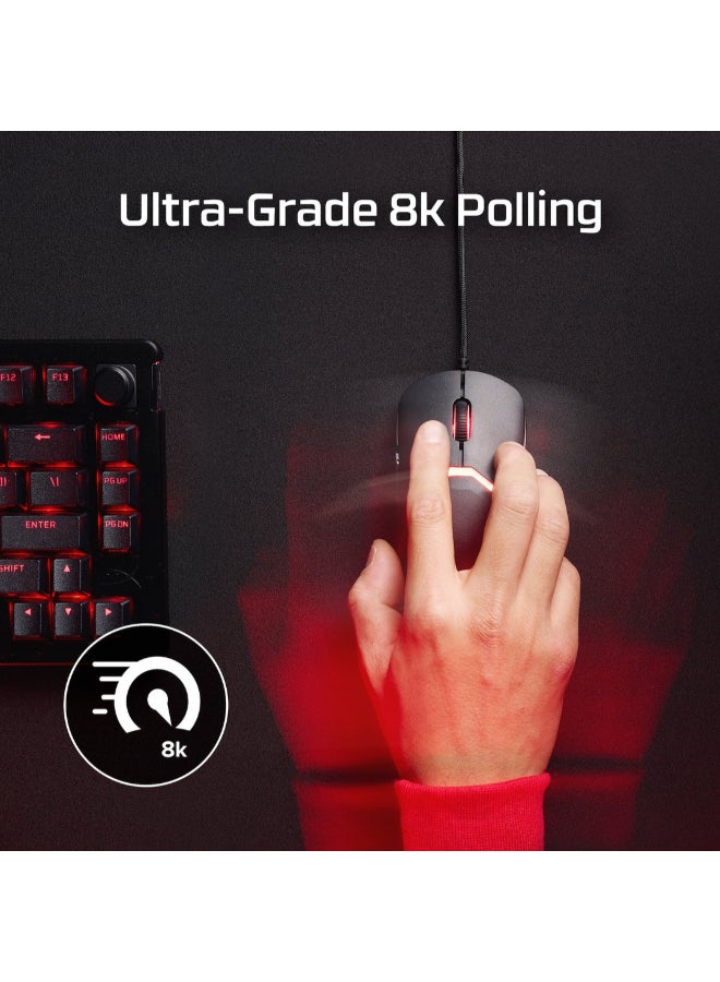 HyperX Pulsefire Saga Gaming Mouse, Modular Design with Interchangeable Parts, 69g Lightweight, 8kHz Polling Rate, Optical Switches, Up to 26,000 DPI, Custom RGB Lighting, Black | A2PB3AA - Image 4