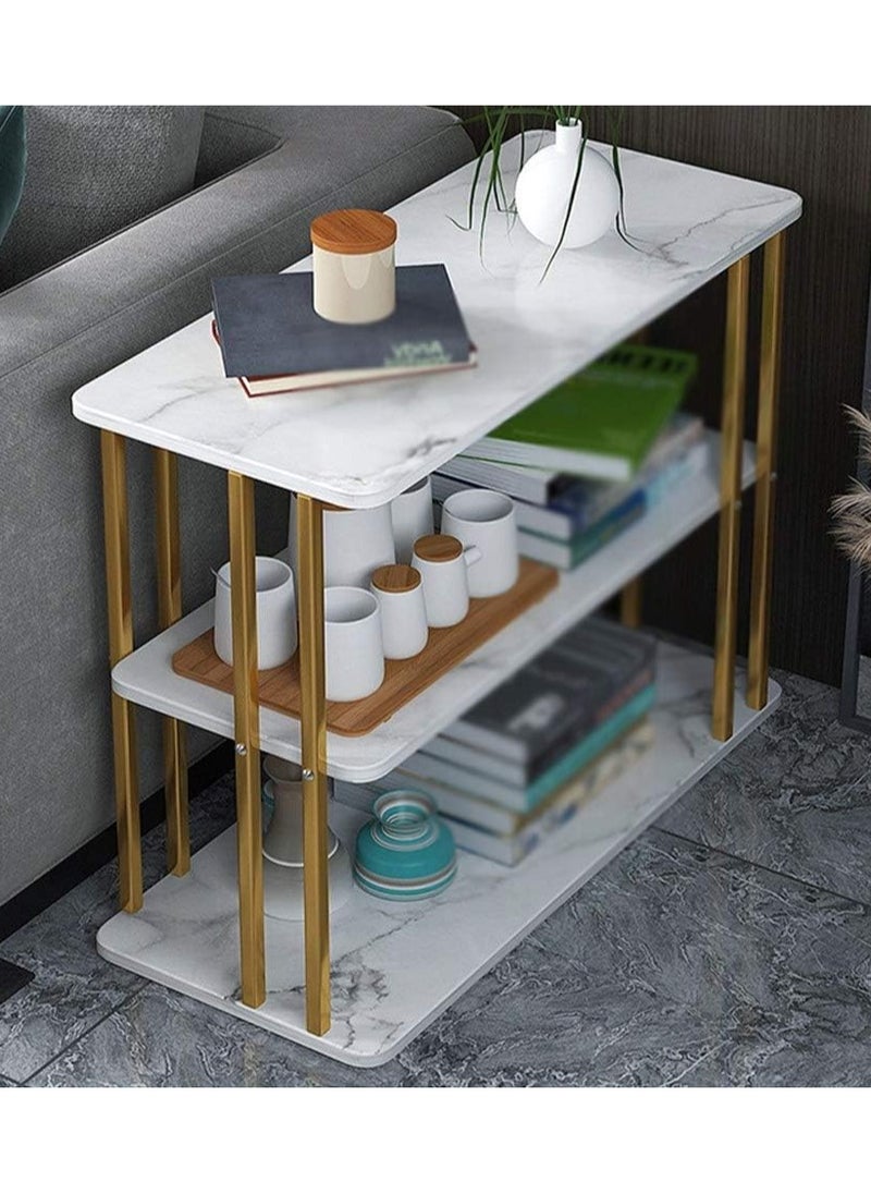 DubaiGallery Small Coffee Table 3 Shelves Sofa Side Table Corner Table Iron Frame Sideboard Living Room Side Table  - Image 2