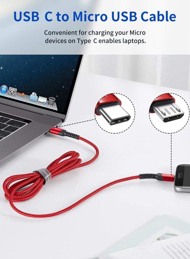 jsaux USB C to Micro USB Cable 2M, Type C to Micro USB Charger Braided Cord， Support Charge & Sync Compatible with MacBook (Pro),Galaxy S8, S9, S10, Pixel 3 XL, 2 XL and Micro USB Devices- Red/2M - Image 2
