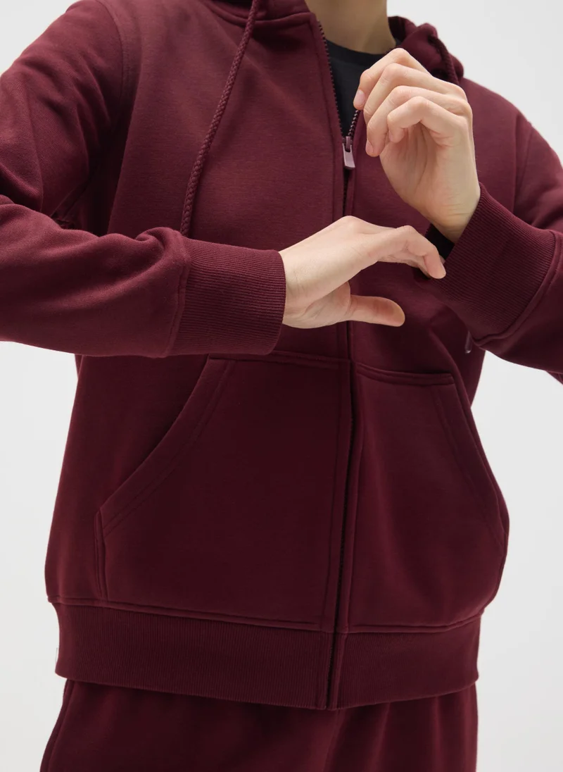 او في اس RED COTTON BLEND SWEATSHIRT REGULAR FIT
