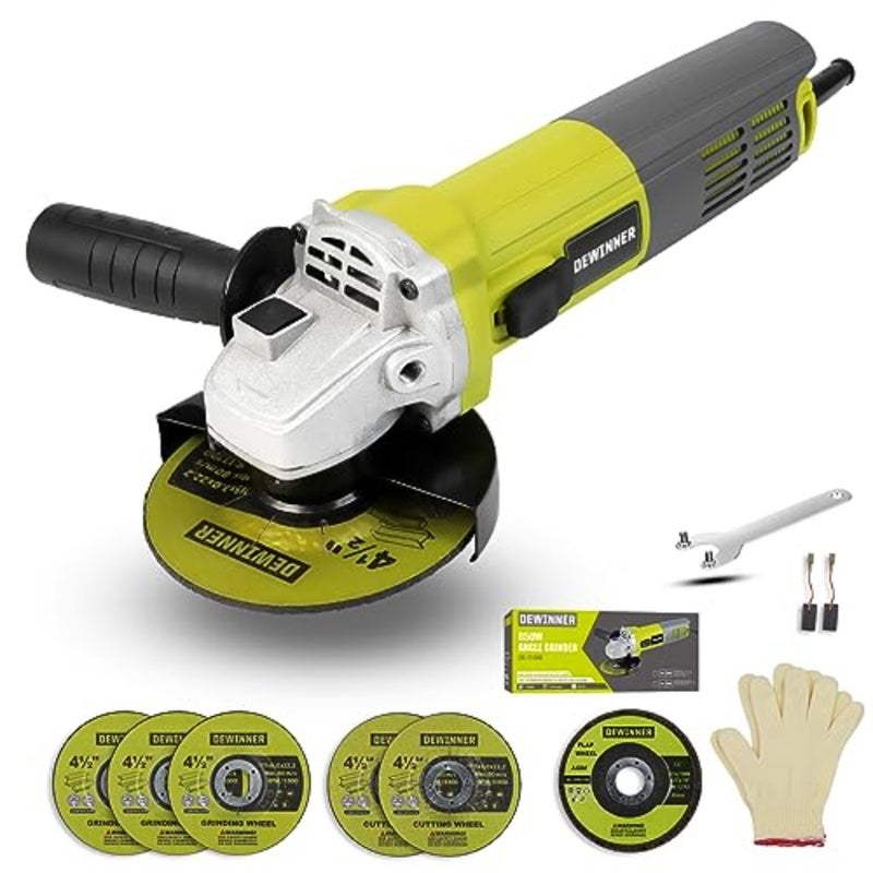 Angle Grinder tool 850W, 12000RPM Grinders Power Tools with Disc 115mm+ 6 Discs and Side Handle and Glove, Adjustable Pin, Cutting Grinding Polishing 220-240 V, Compact Design, Easy Storage - Image 1