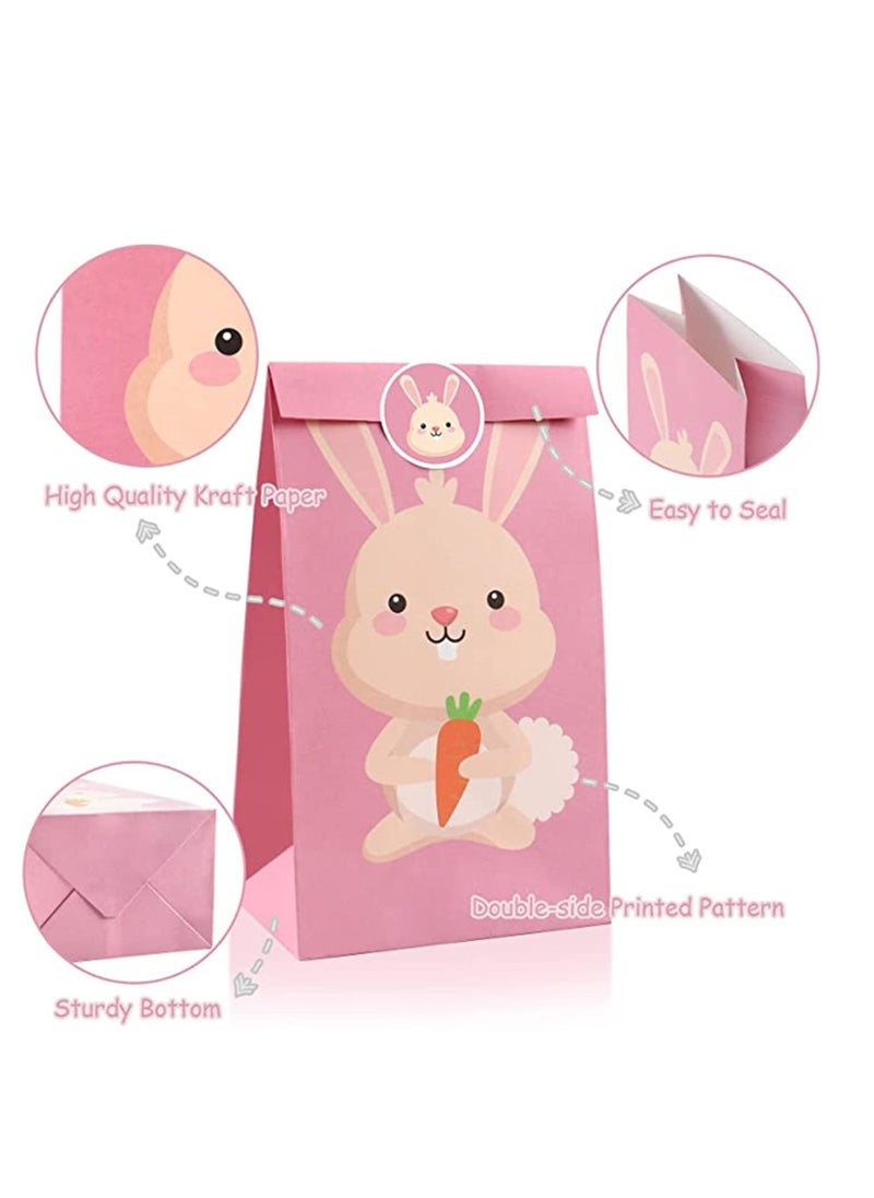 MIXDE - 24 Pack Animal Goodie Bags for Kids Paper Bags with Stickers Goodie Candy Treat Bags Kraft Paper Gift Bags for Birthday Safari Animals Jungle Zoo Theme Party Bags - Image 1