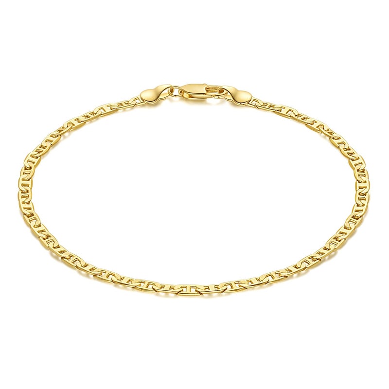 CISSIEPERAL Ankle Bracelets 14K Gold Anklets for Women Waterproof 3.4mm Mariner Chain Anklets for Women Womenâ€™s Ankle Bracelet Anchor Chain 9â€™â€™ 10â€™â€™ 11â€™â€™(Length 10 Inches) - Image 1