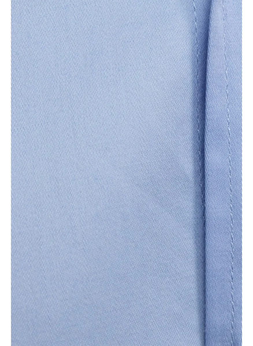 Tudors Classic Fit Long Sleeve Relaxed Cut Cotton Satin, Men's Blue Shirt