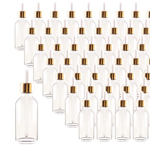 Easeen 24 Pack 4oz Clear Glass Dropper Bottles, Eye Dropper Bottles with Glass Droppers for Essential Oils, Perfumes(4oz, Gold) - Image 1