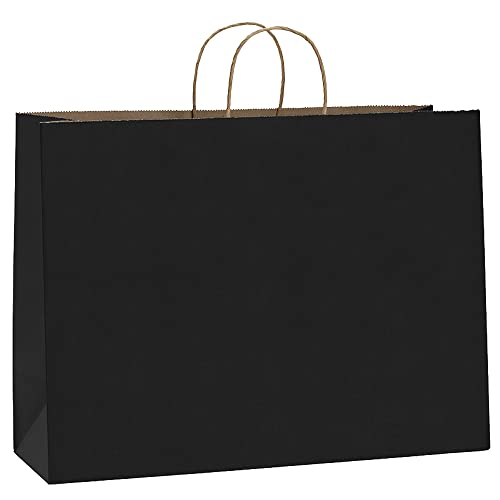 BagDream 16x6x12 Inches 50Pcs Black Kraft Paper Bags with Handles Bulk, Large Gift Bags for Shopping, Grocery, Retai, Merchandise, Party Favor Gifts, Recyclable Paper Sacks - Image 1