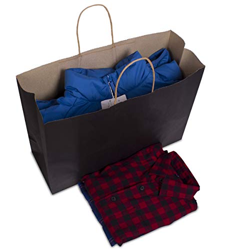 BagDream 16x6x12 Inches 50Pcs Black Kraft Paper Bags with Handles Bulk, Large Gift Bags for Shopping, Grocery, Retai, Merchandise, Party Favor Gifts, Recyclable Paper Sacks - Image 4
