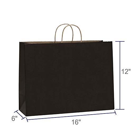 BagDream 16x6x12 Inches 50Pcs Black Kraft Paper Bags with Handles Bulk, Large Gift Bags for Shopping, Grocery, Retai, Merchandise, Party Favor Gifts, Recyclable Paper Sacks - Image 2