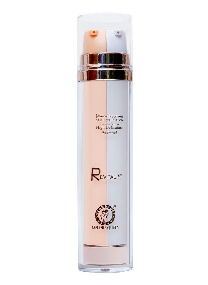 COLORS QUEEN Revitalift Illuminating Full Matte Lotion Primer Base Foundation High Definition Face Make Up 2 In 1 All Skin Type 03 - Sheer Ivory  - Image 2