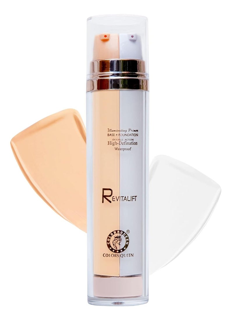 COLORS QUEEN Revitalift Illuminating Full Matte Lotion Primer Base Foundation High Definition Face Make Up 2 In 1 All Skin Type 03 - Sheer Ivory  - Image 1