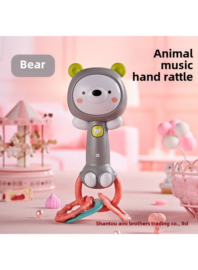Infant Hand Stick Newborn Soothing Doll Infant 0-1 Year Old Baby Toy Sound And Light Hand Rattle-Color:Hand Rattle—bear (color Box)  - Image 1