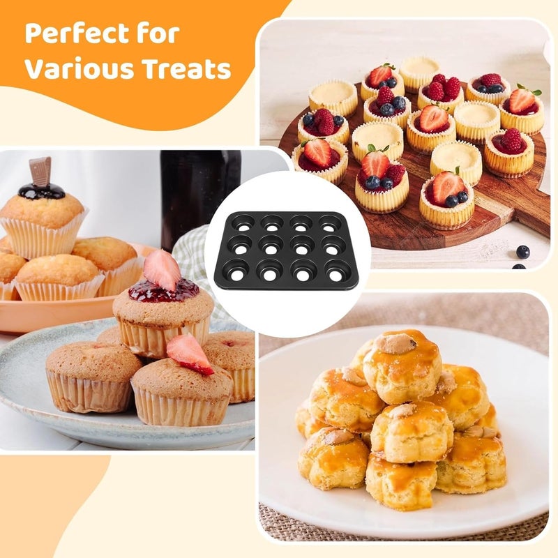 2-Pack Mini Cheesecake Pans, 12-Cavity Non-Stick Muffin Trays with Removable Base, 13.8×10.4, Carbon Steel - Image 5