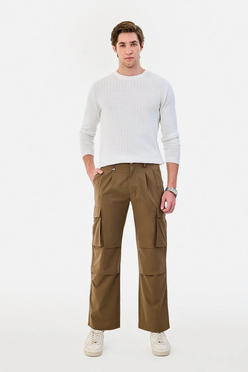 سنيتش White Textured Long Sleeve Regular Fit Sweater