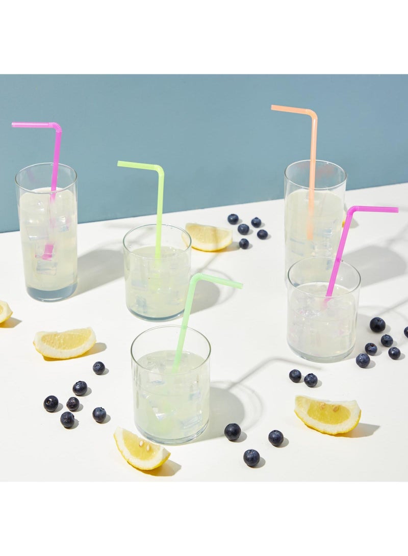 Sweet seven 500-Pack Neon Colored Flexible Plastic Drinking Straws - 8'' Tall - Assorted Colors - Disposable Straws for Fun Beverages - Image 3