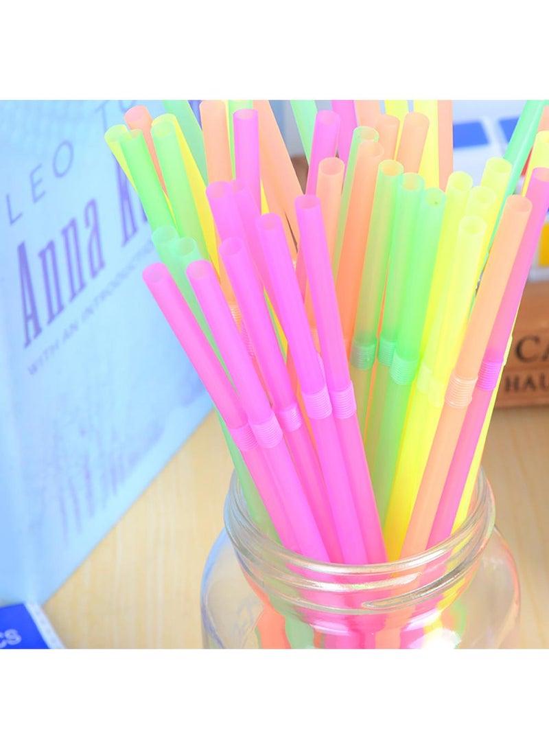 Sweet seven 500-Pack Neon Colored Flexible Plastic Drinking Straws - 8'' Tall - Assorted Colors - Disposable Straws for Fun Beverages - Image 4