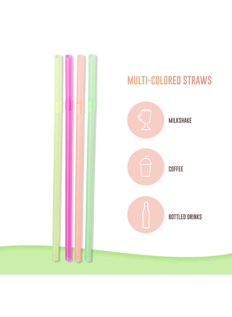 Sweet seven 500-Pack Neon Colored Flexible Plastic Drinking Straws - 8'' Tall - Assorted Colors - Disposable Straws for Fun Beverages - Image 5