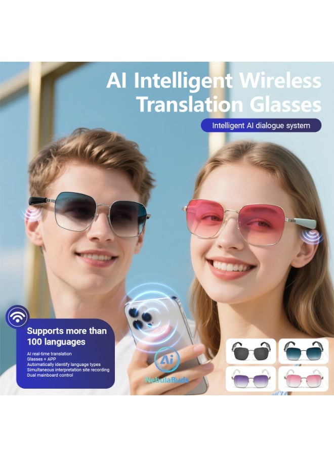 Generic Ai Translation Bluetooth Glasses Multi-Language Real-Time Translation Glasses Listen To Music And Make Calls Smart Uv-Proof Sunglasses  - Image 4