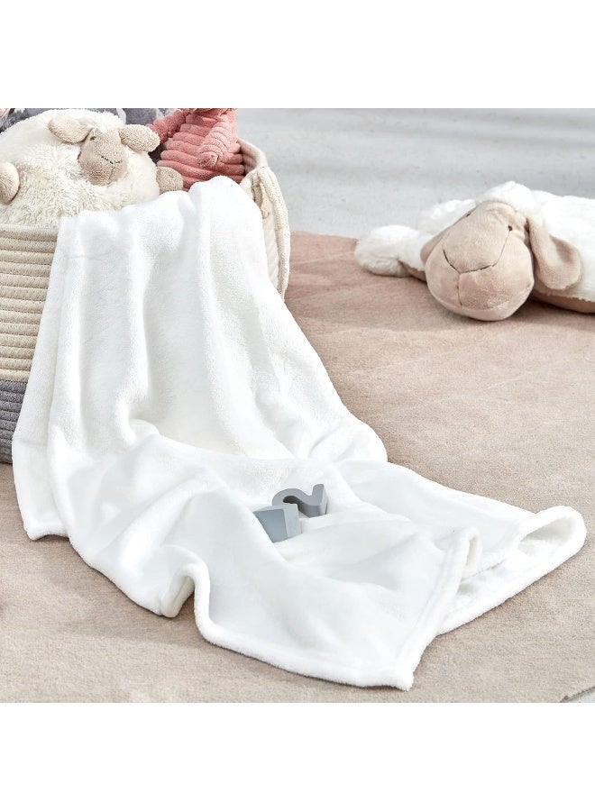 SLEEP ZONE Flannel Fleece Baby Blankets Bed Throw Soft Fuzzy Warm Cozy Plush Microfiber Blanket Unisex for Girls, Boys, Kids, Toddlers, Infant, Newborn (30"x40", White) - Image 1