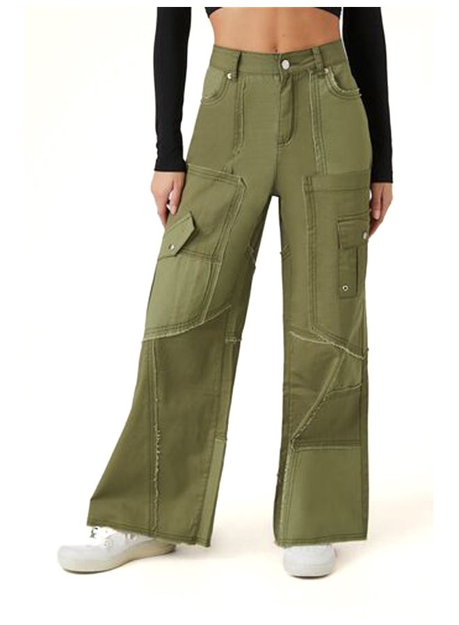 FOREVER 21 Raw-Cut Wide-Leg Cargo Pants - Image 3