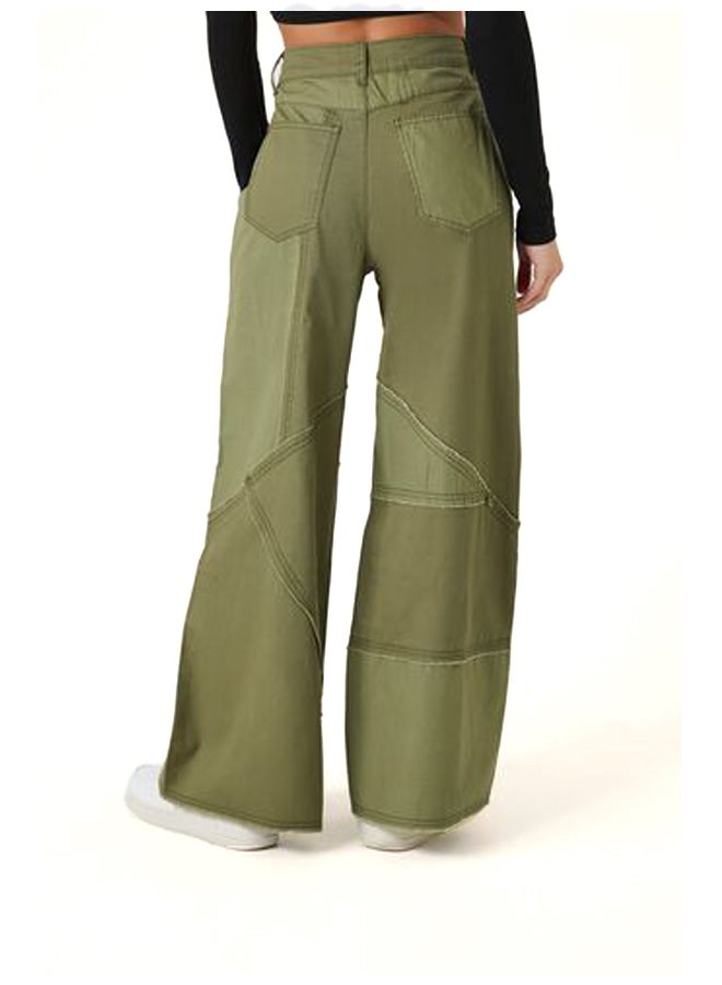 FOREVER 21 Raw-Cut Wide-Leg Cargo Pants - Image 5