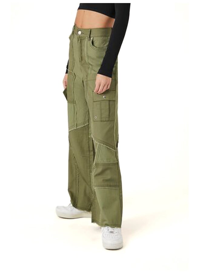 FOREVER 21 Raw-Cut Wide-Leg Cargo Pants - Image 4
