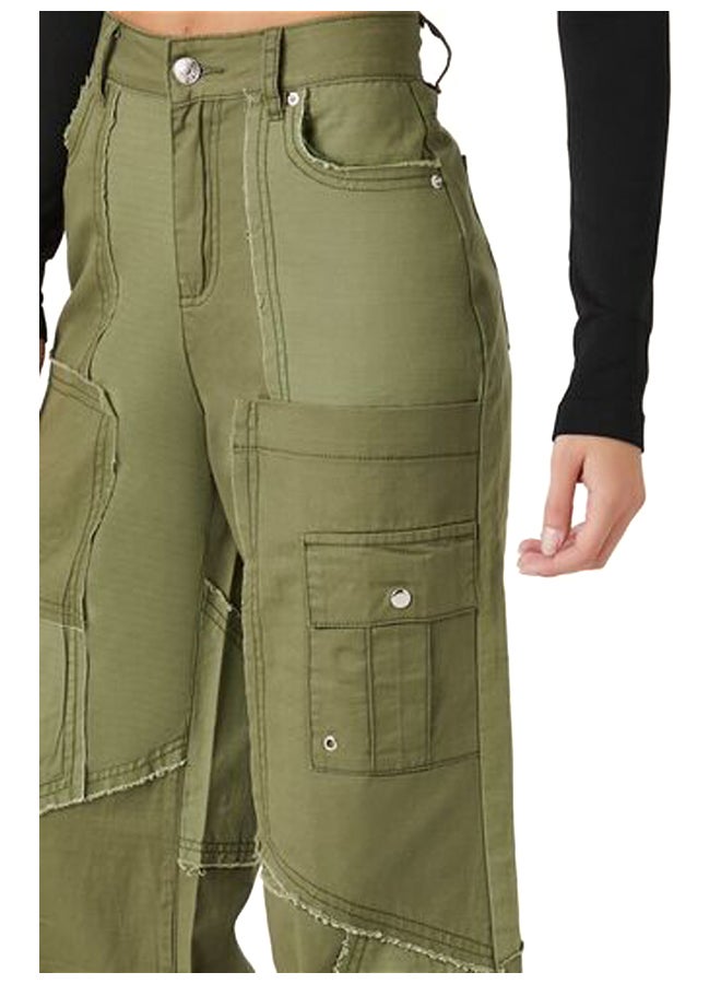 FOREVER 21 Raw-Cut Wide-Leg Cargo Pants - Image 2