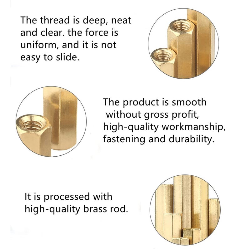NACX M4 x 20mm Brass Straight PCB Pillar Female Threaded Brass Hex Standoff Pillar Spacer 30Pcs  - Image 3
