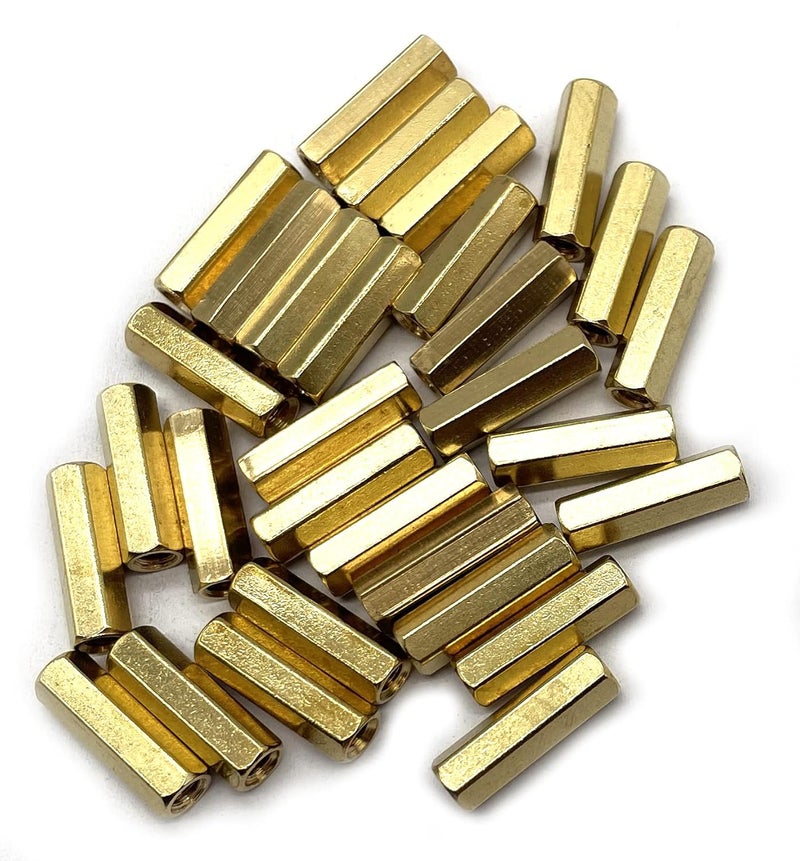 NACX M4 x 20mm Brass Straight PCB Pillar Female Threaded Brass Hex Standoff Pillar Spacer 30Pcs  - Image 1