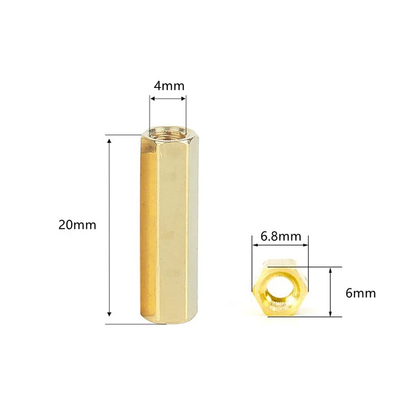 NACX M4 x 20mm Brass Straight PCB Pillar Female Threaded Brass Hex Standoff Pillar Spacer 30Pcs  - Image 2