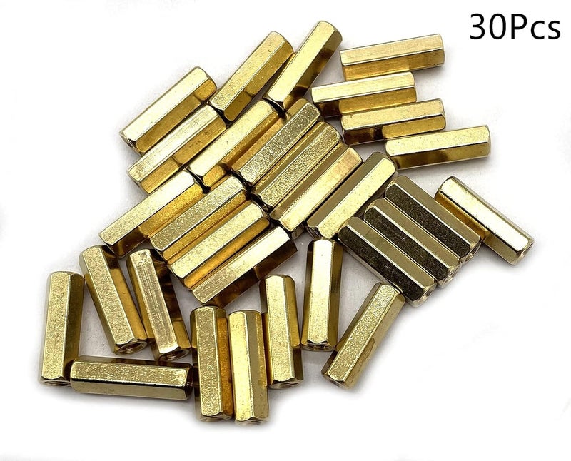 NACX M4 x 20mm Brass Straight PCB Pillar Female Threaded Brass Hex Standoff Pillar Spacer 30Pcs  - Image 5
