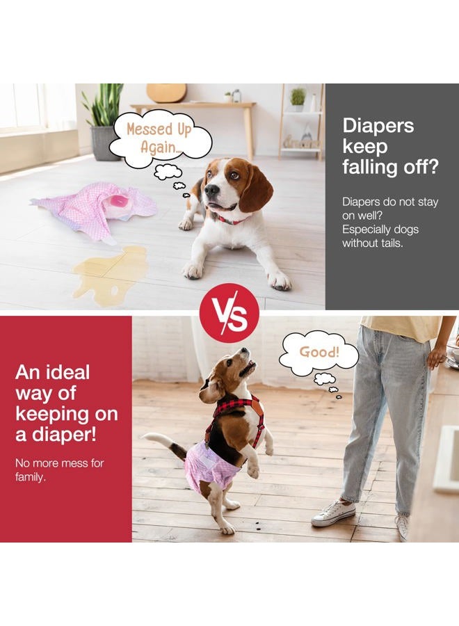Pet Soft حمالات كلاب 2 قطعة حمالات حفاضات للكلاب الإناث لحفظ حفاضات الكلاب لحمالة تنورة الكلاب، فستان الكلاب (مربعات، XS/S) - Image 4