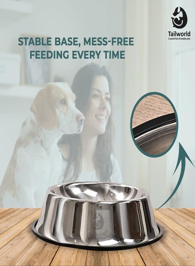 Tailworld Feeding Bowl 240 ml | Stainless Steel | for Dogs & Cats | Durable & Lightweight Feel | Scratch and Rust-Free | Non-Slip Ring at The Base | Pack of 2 | 240ml Each - Image 5