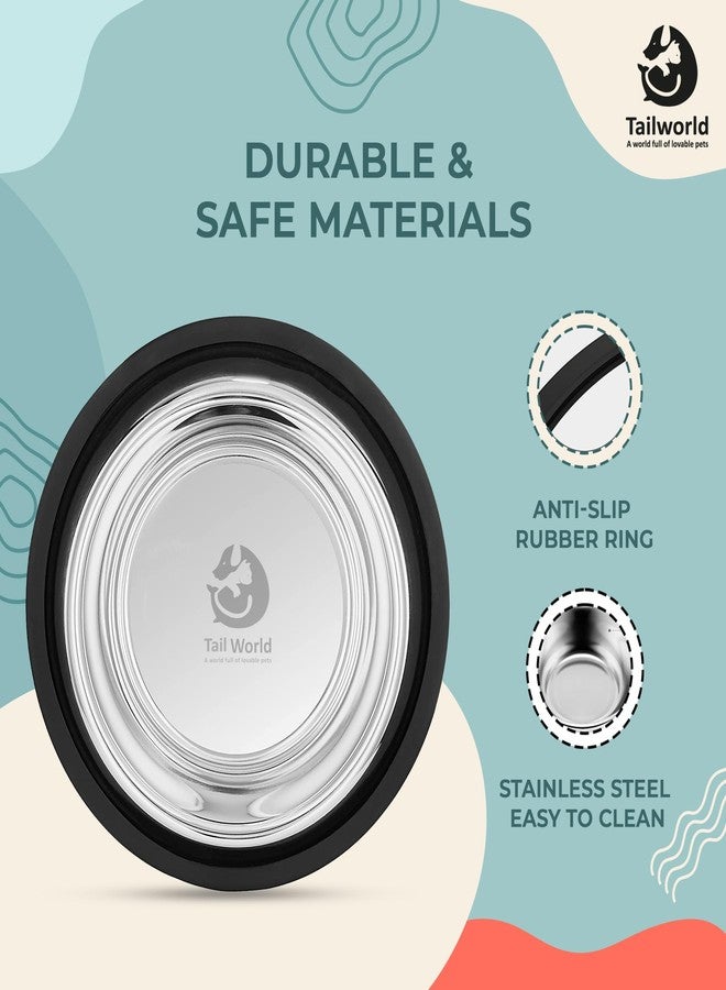 Tailworld Feeding Bowl 240 ml | Stainless Steel | for Dogs & Cats | Durable & Lightweight Feel | Scratch and Rust-Free | Non-Slip Ring at The Base | Pack of 2 | 240ml Each - Image 3
